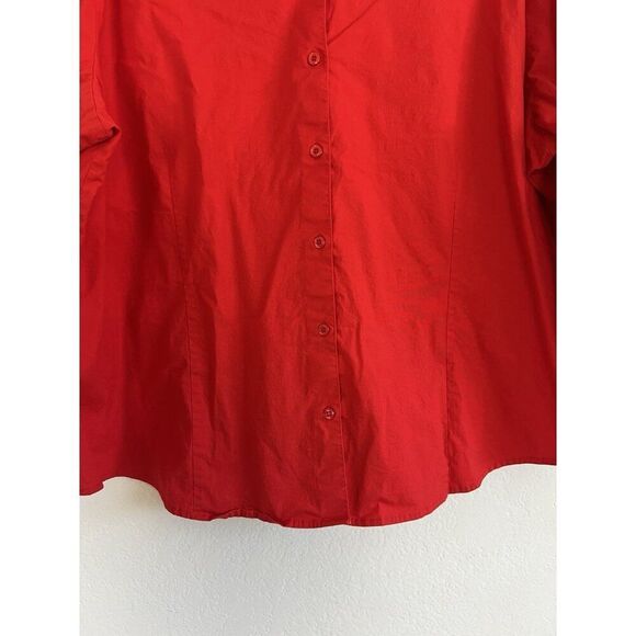 Real Comfort Vintage 90s Women’s Plus Size 2XL Red Button Front Cotton Blouse - Picture 6 of 10